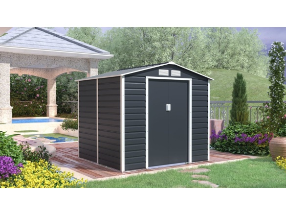 Plechový zahradní domek G21 GAH 407 - 213 x 191 cm, antracitový
