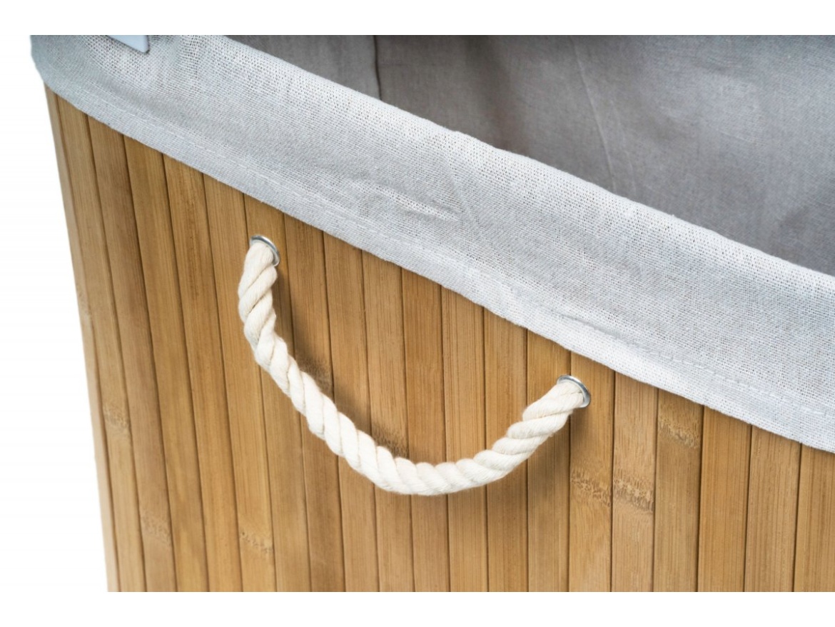 G21 Koš na prádlo  150 l s rozdělovači, bambusový s bílým košem