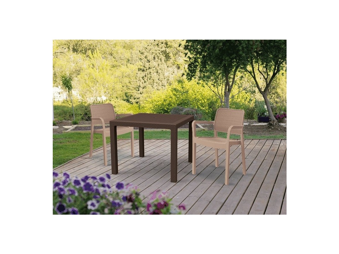 Keter Jídelní stůl  Melody Quartet BOX - 95 x 95 x 74,5 cm - hnědý