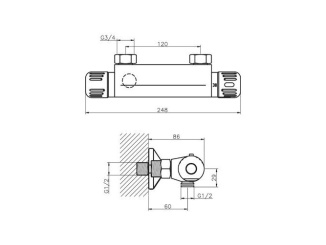 Termosztatikus – Novaservis Sprchová baterie Aqualight 120 mm, chrom, nástěnná, termostatická, bez příslušenství, 2664/1,0