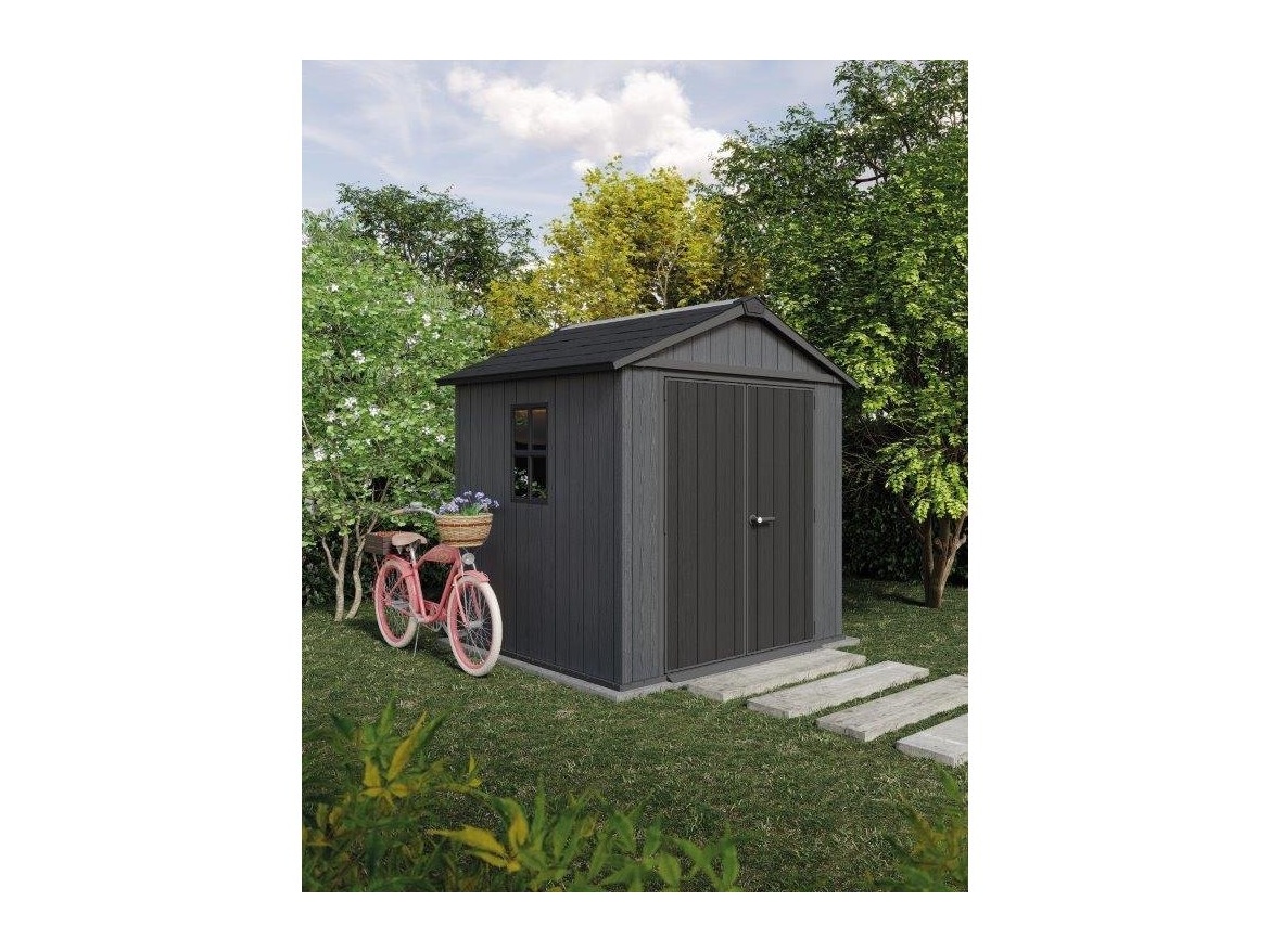 Plastový zahradní domek Keter Zahradní domek  Newton Plus wide 7x7,5 šedý, s podlahou