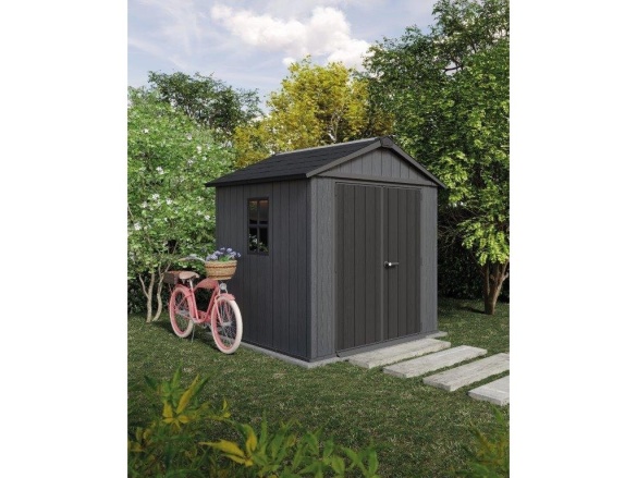 Plastový zahradní domek Keter Zahradní domek  Newton Plus wide 7x7,5 šedý, s podlahou