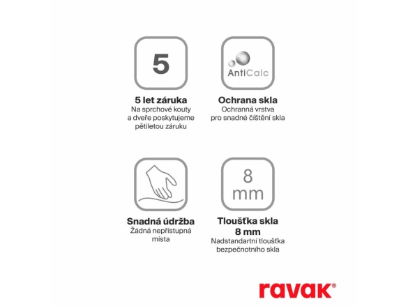 Ravak Walk-In Free Set 140, černá+transparent
