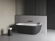 Ravak Vana Freedom Wall Tec 170x87, volně stojící, bílá matná/bílá, krytka odtoku bílá/černá/chrom