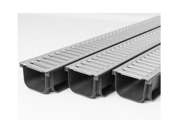 Covernit Plastový odtokový žlab A15 s pozinkovanou mříží (set 3 ks)