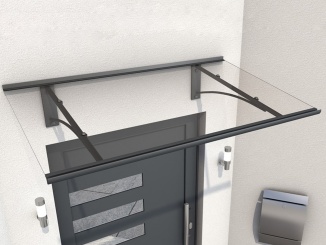 Vchodové stříšky Gutta –  Vchodová stříška Guttavordach PT/GR antracit / čirá, 160 x 90 cm