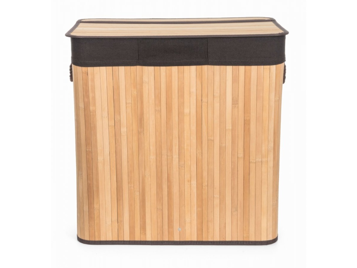G21 Koš na prádlo  150 l s rozdělovači, bambusový s hnědým košem