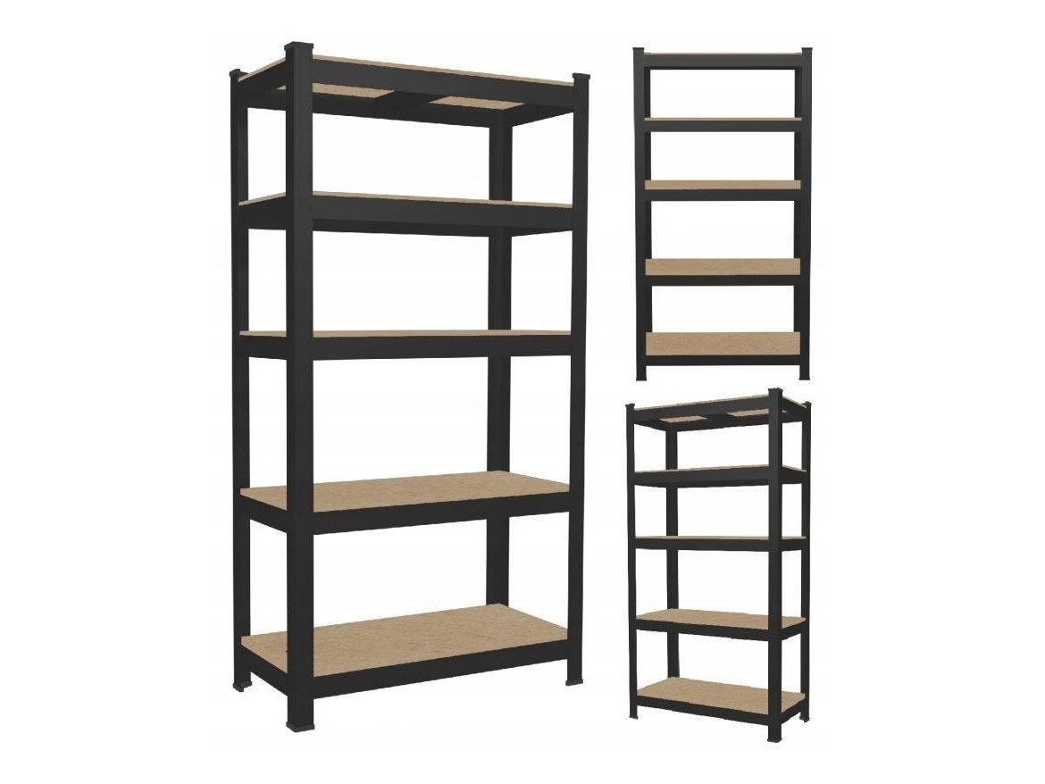 Garden Line Kovový úložný regál černý GardenLine - 5 polic 180 x 90 x 40 cm max 175 kg na polici