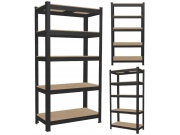 Garden Line Kovový úložný regál černý GardenLine - 5 polic 180 x 90 x 40 cm max 175 kg na polici