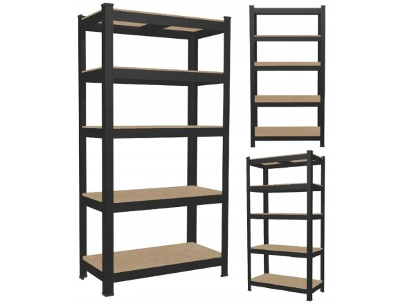 Garden Line Kovový úložný regál černý GardenLine - 5 polic 180 x 90 x 40 cm max 175 kg na polici