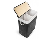 G21 Koš na prádlo  105 l s rozdělovačem, bambusový černý s bílým košem