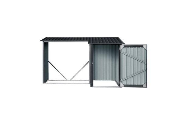 Přístřešek na dřevo s kůlnou 2,7 x 1,6 m s pultovou střechou antracit Riwall PRO RMWS 3x9 Anthracite
