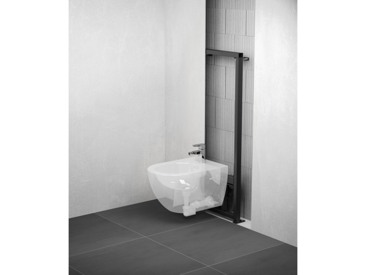 Ravak Bidet Uni Chrome, závesný, biela + bidetová batéria Chrome CR 055.00CR s odtokovou armatúrou, chróm