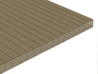 Polykarbonátové dutinkové dosky Exolon –  Makrolon 7W BF 16 mm Komôrkový polykarbonát Makrolon 7/16 BF Hrúbka: 16, Farba: bronz (hnedá, dymová), Šírka: 2100, Dĺžka komôrok: 3000