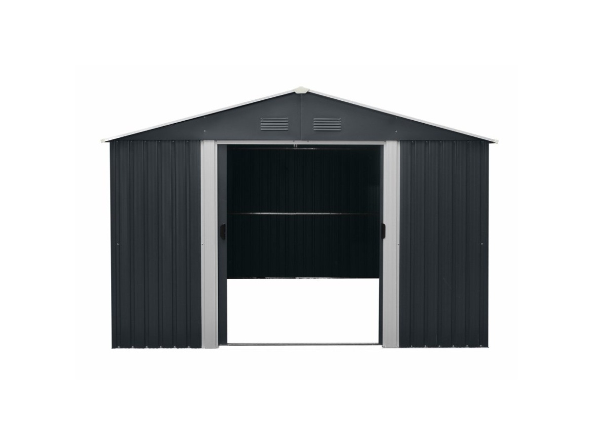 Zahradní domek kovový 3 x 3,7 m se sedlovou střechou antracit Riwall PRO RMSA 12x10 Anthracite