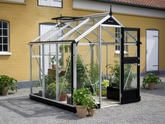 Klasické skleníky zo skla Juliana –  Juliana Compact 3,0 m x 2,2 m, alu / černá, kalené sklo 3 mm