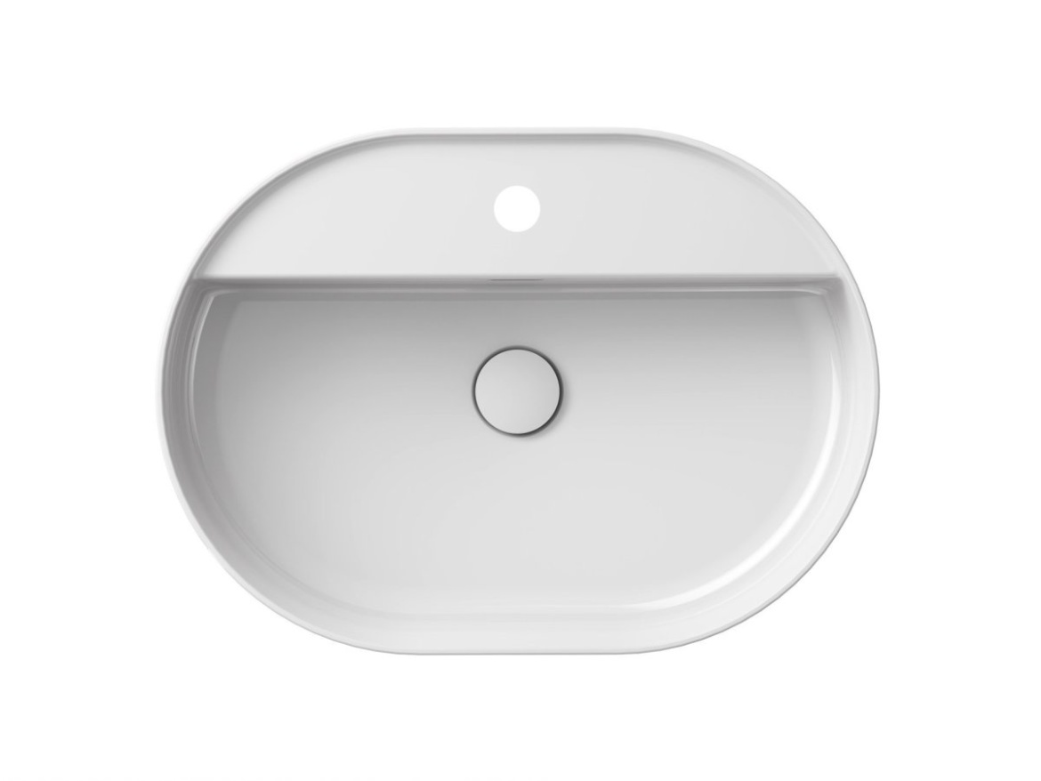 Ravak Umyvadlo Ceramic Slim Shelf O 55, s otvorem pro baterii, s přepadem, antracit