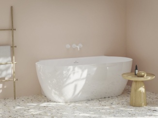 Volně stojící –  Ravak Vaňa Freedom Wall II Tec 170x87, voľne stojaca, Alabaster Pink/biela, krytka odtoku biela/čierna/chróm