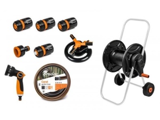 Öntözés –  Bradas Zahradní hadice Carat 20m 1/2"  Black Line s vozíkem a příslušenstvím