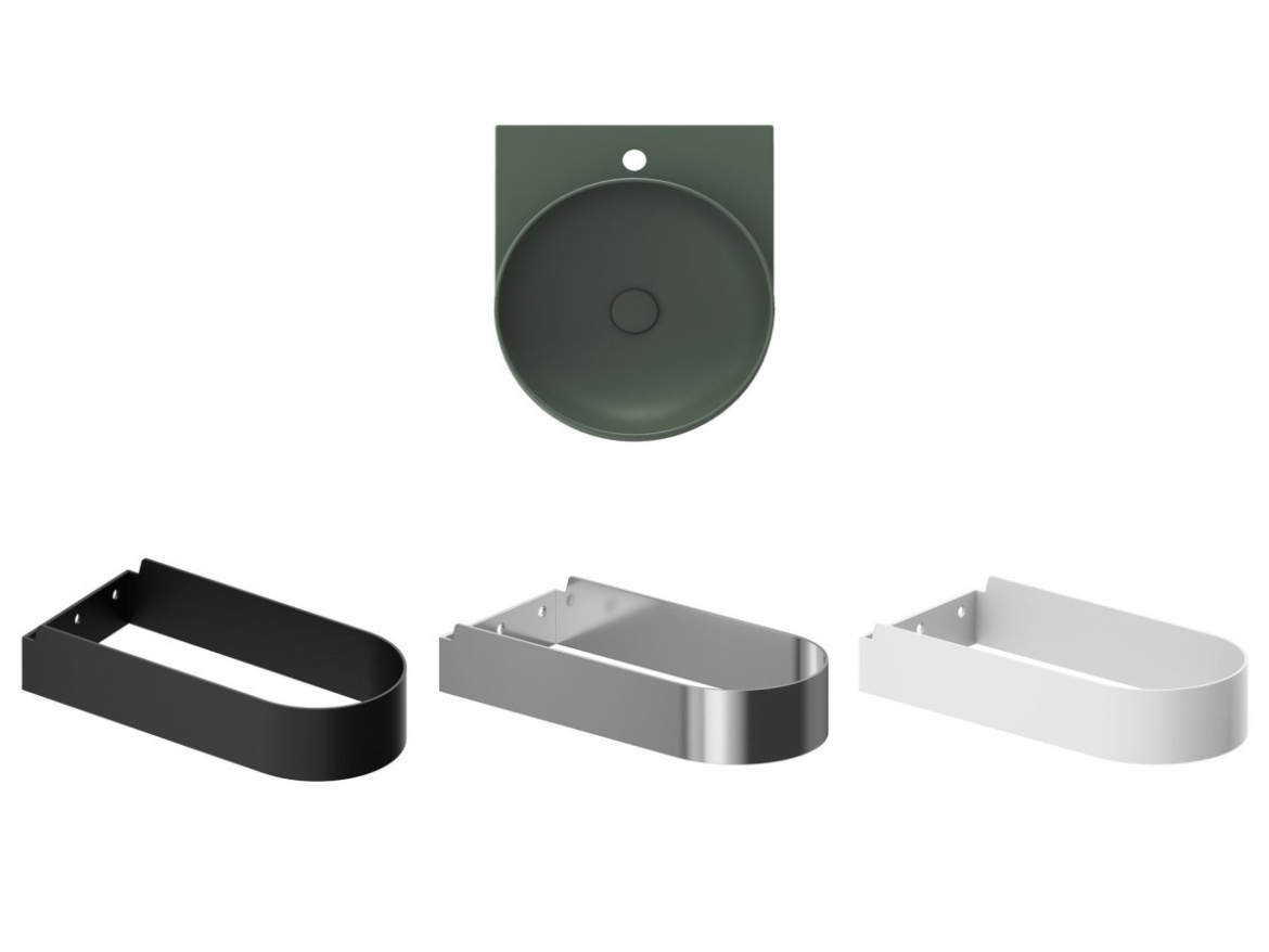 Ravak Umyvadlo Yard 40, s otvorem pro baterii, bez přepadu, černá matná