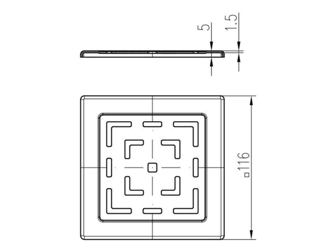 Chuděj ND-Mřížka Black pro nástavec 125 × 125 mm