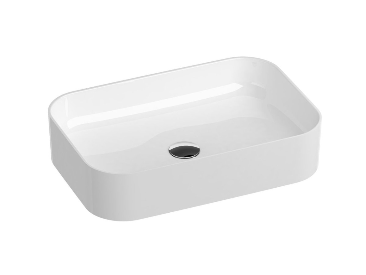 Ravak Umývadlo Ceramic Slim R 55, bez otvoru pre batériu, bez prepadu, čierna matná