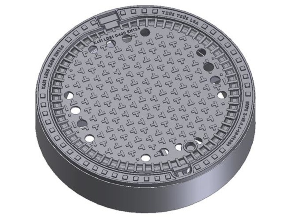 Kasi Poklop litinový Europa 8 DN 600 D400 s odvětráním, BEGU rám, čep , KASI