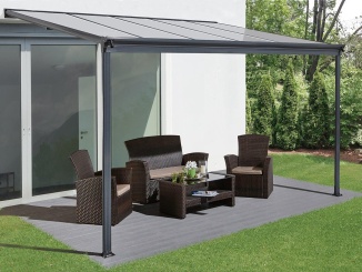 Hliníková pergola Gutta Terrassendach Original fehér / átlátszó, 3,06 x 3,06 m