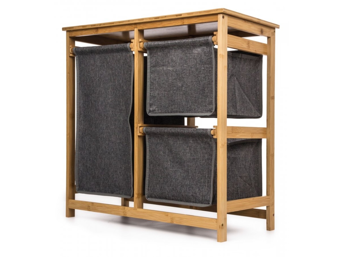 G21 Koš na prádlo  38 l s úložnými boxy, bambusový