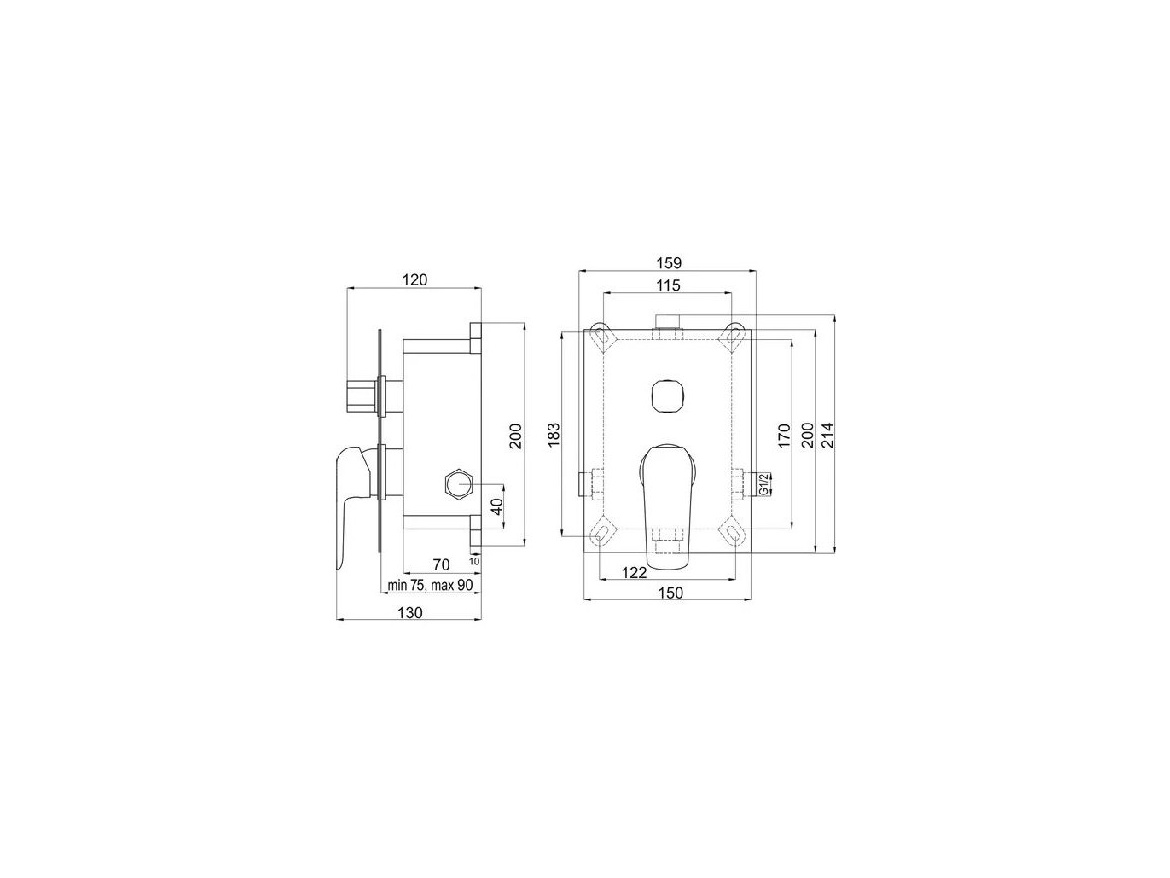 Novaservis Sprchová sada s přepínačem, podomítková, S3, černá, , SADA38050R,1