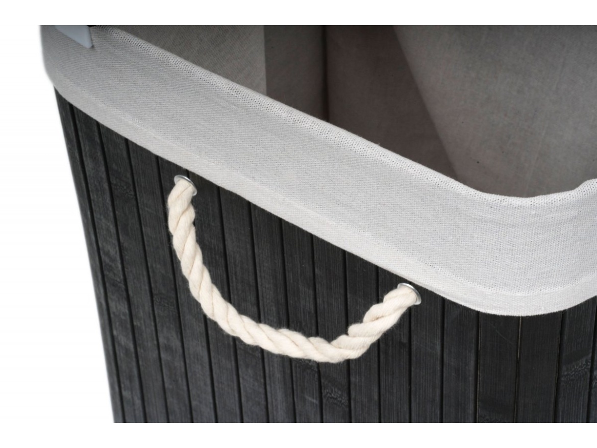 G21 Koš na prádlo  105 l s rozdělovačem, bambusový černý s bílým košem