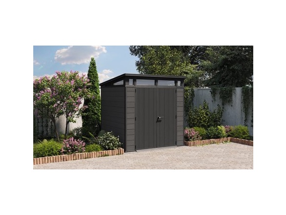 Plastový záhradný domček Keter Cortina 7x7 grafitový, s podlahou