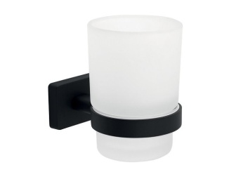 Koupelnový nábytek –  Novaservis Držák kartáčků a pasty Greta, sklo/černý mat, , AGR03BL