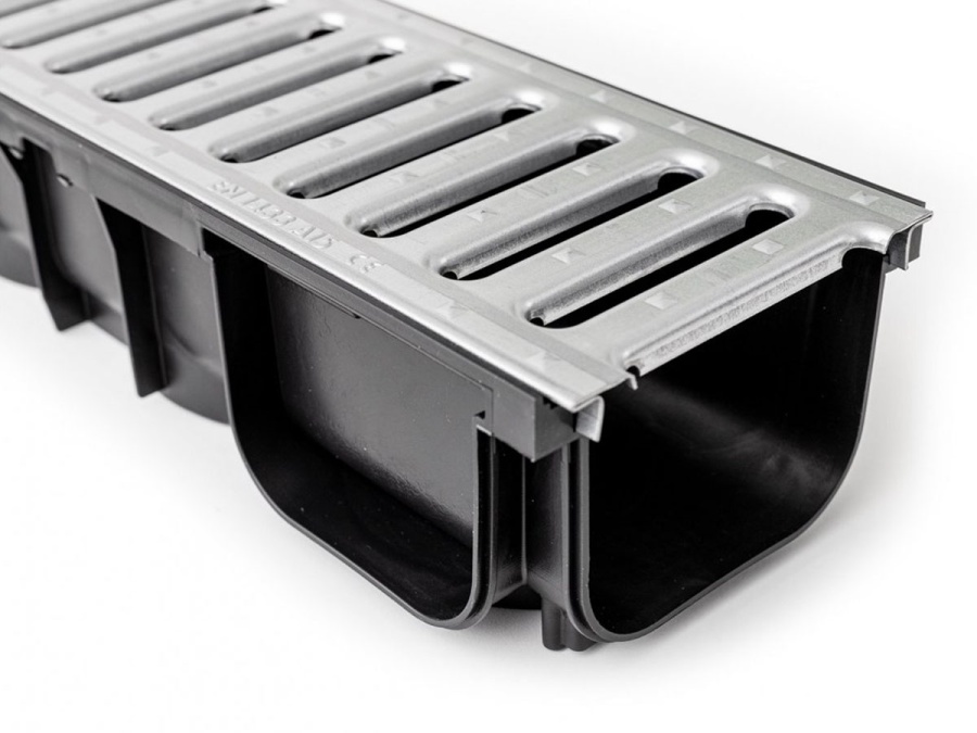 Plastový žlab s pozinkovanou mříží Gutta A15 set