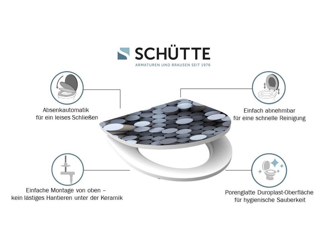 WC sedátka, záchodová prkna Schütte ROUND DIPS | Duroplast HG, Soft Close