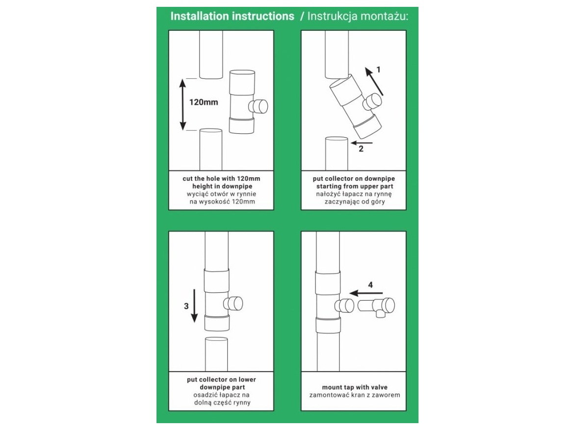 Bradas Sběrač děšťové vody s ventilem 80mm  IBCLZ1-080-DGY