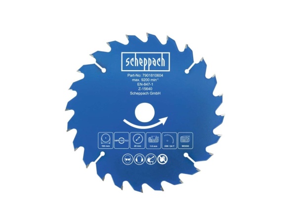 Pre BC-HCS165-X / C-HCS165-X Scheppach Pilový kotouč TCT ( 165 x 20 x 1,6 mm, 24 Z )