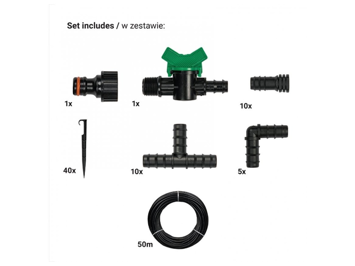 Bradas Sada pro kapkovou závlahu WATER DRIP 1/2" 50m