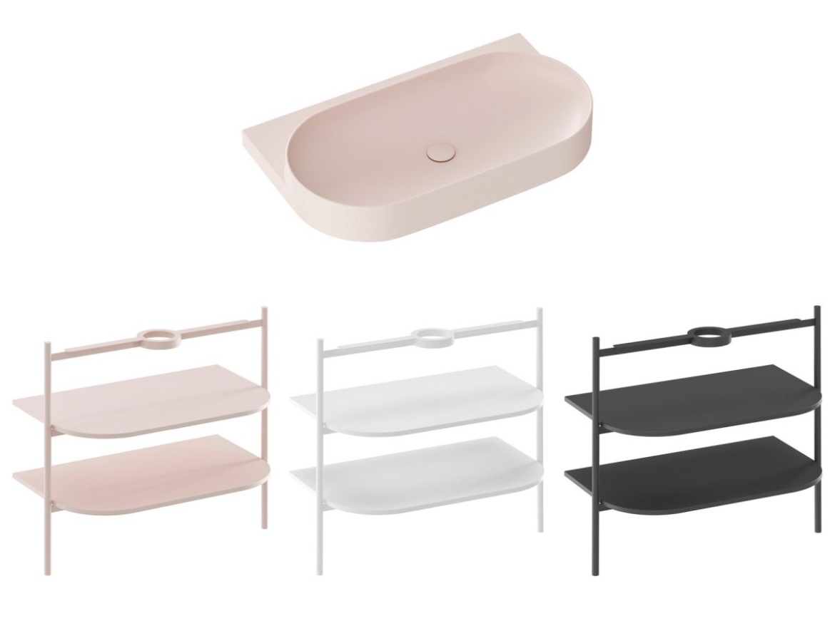 Ravak Umyvadlo Yard 80, bez otvoru pro baterii, bez přepadu, Alabaster Pink