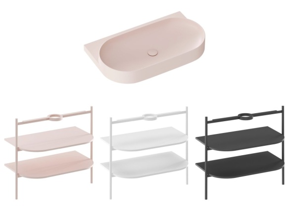 Ravak Umyvadlo Yard 80, bez otvoru pro baterii, bez přepadu, Alabaster Pink