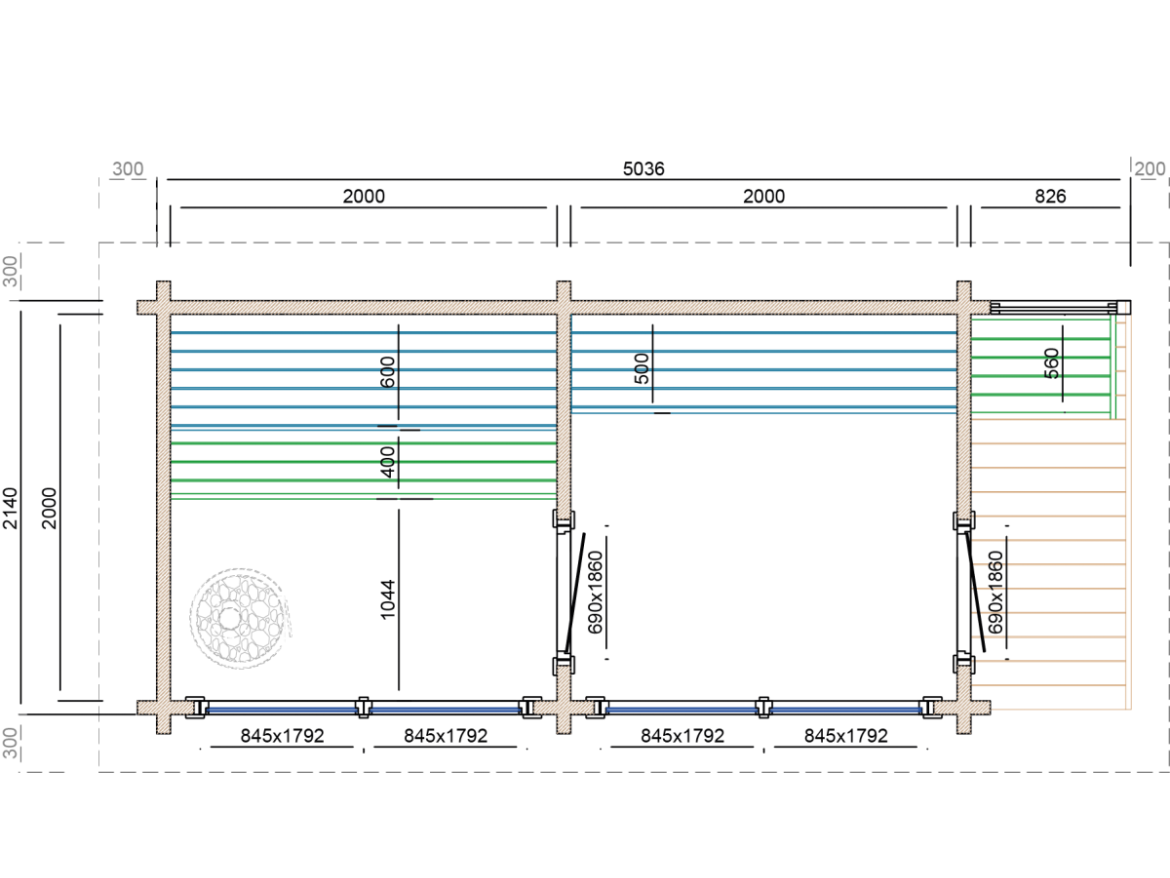 Sauna Tuindeco Tampere L 70
