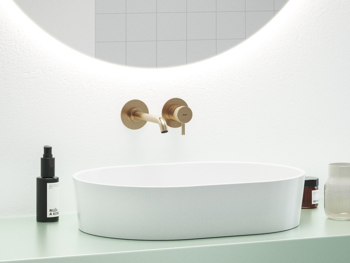 Ravak ES 019.60GLB.O1.RB07B Umývadlová podomietková batéria pre R-box, zlato kefované