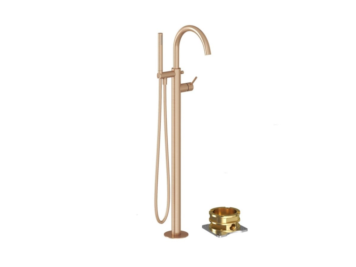 Ravak ES 080.60RGB.RB07G Vanová baterie do podlahy bez tělesa, se sprchovým setem, Rose Gold Brushed