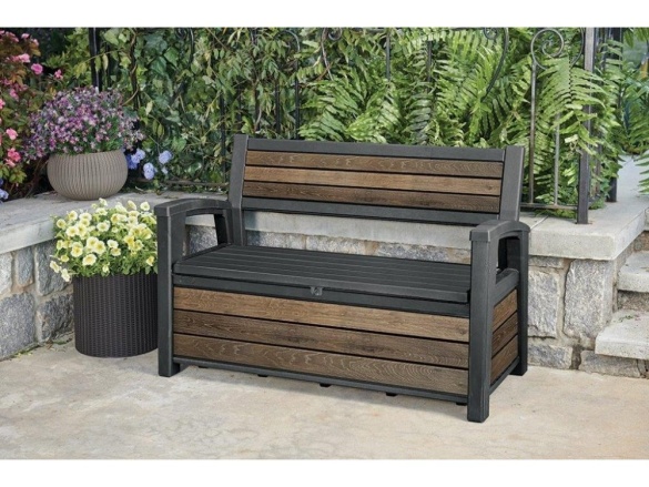Keter Zahradní lavice Keter Deco Bench 227L - 133x61x89 cm - walnut / antracit
