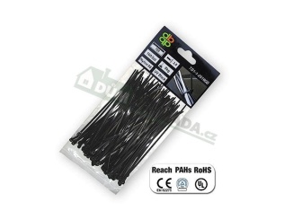 Fóliafák – Bradas Stahovací pásky plastové 3,6x200mm UV BLACK - 100ks