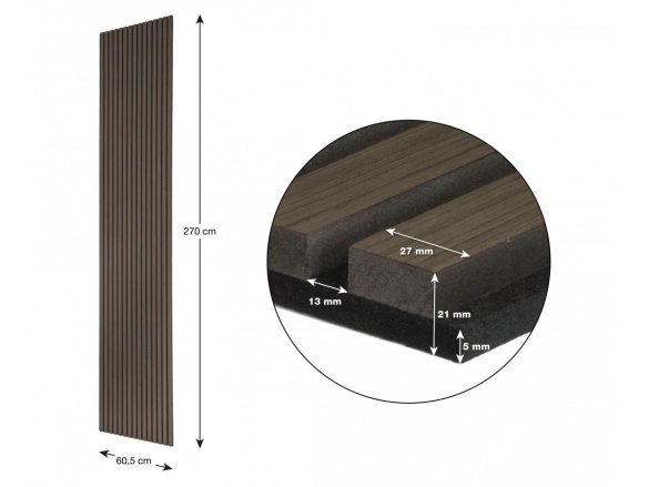 G21 Akustický panel  270x60,5x2,1 cm, tmavý ořech