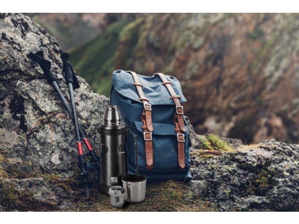 G21 Termoláhev  na pití, 1000 ml, ocelově šedá s rukojetí