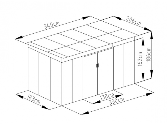 G21 Zahradní domek  GRAH 700 - 340 x 206 cm, antracitový