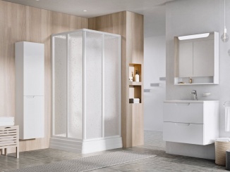 Koupelna a WC – Ravak ASBRV2 90x90, biela+grape (4 diely)