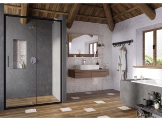 Koupelna a WC – Ravak BLSDP2 110, čierna+transparent